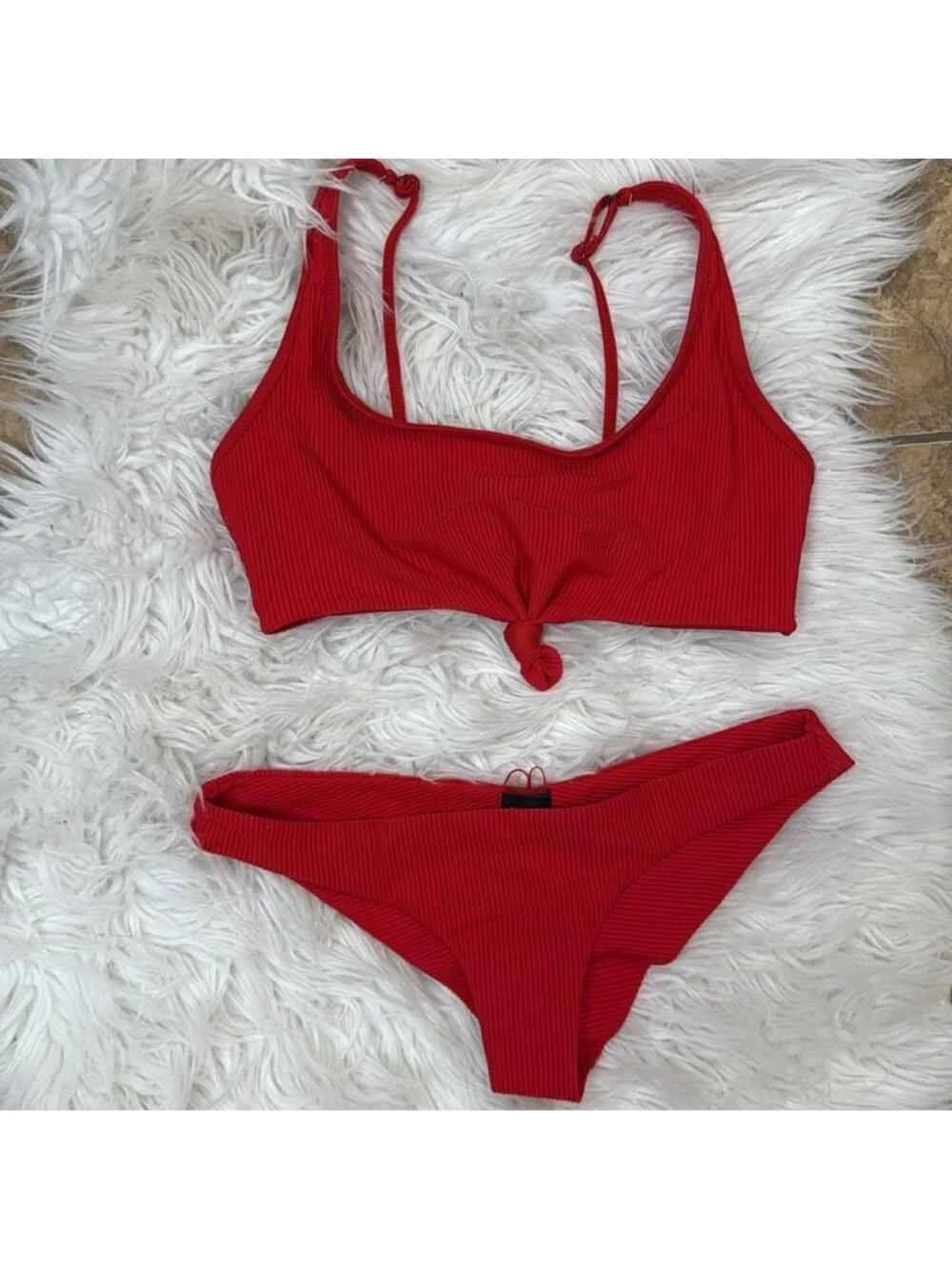 Frankie’s bikinis red Greer bikini set new no tags large swim